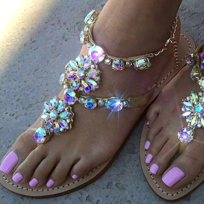 Flat Crystal Sandals – prettylocker.com